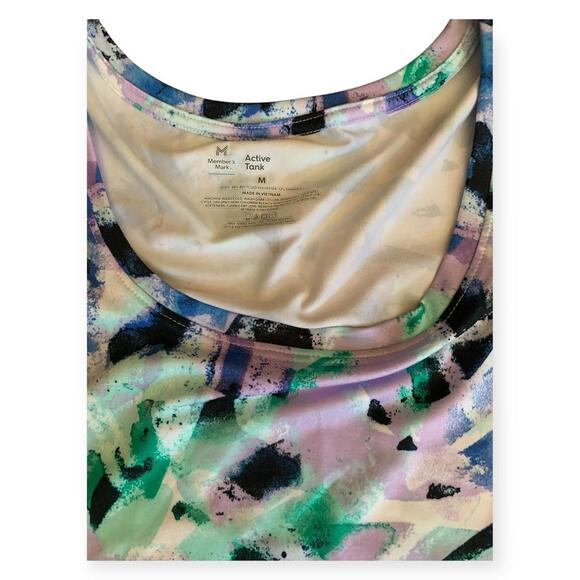 Member’s Mark Active Tank Top Women’s Medium Paint Dash Print Workout Shirt NWOT - Picture 2 of 7